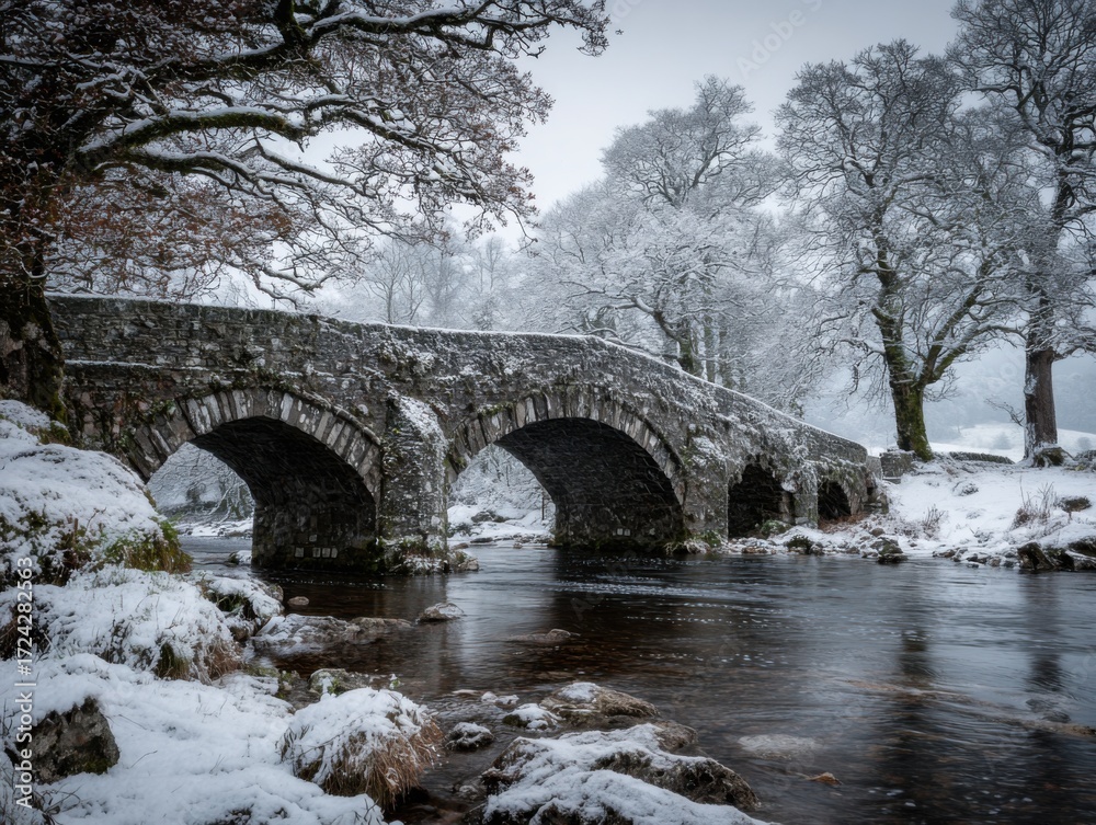 Fototapeta premium An Enduring Stone Bridge in the Winter
