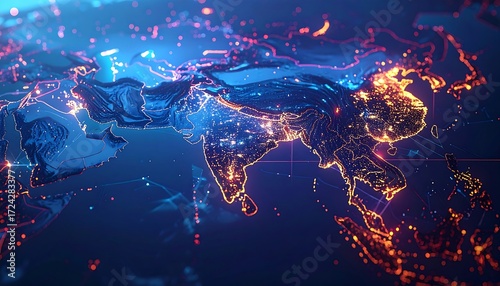 Global network map, digitally rendered