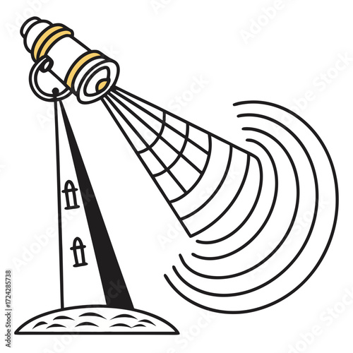 Focused Beam Line Art Icon Design of a Concentrated Energy Source