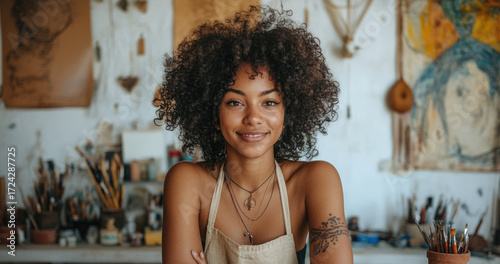 Black Woman Creating Jewelry in Bright Artist’s Studio