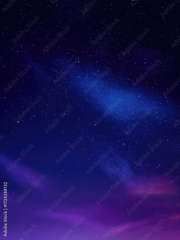 Obraz premium Night Sky Filled With Countless Stars And Nebula In Deep Blue To Purple Gradient, Cosmic Landscape Of Astronomy And Nature, Ideal For Space, Universe, And Dreamy Background Concepts.