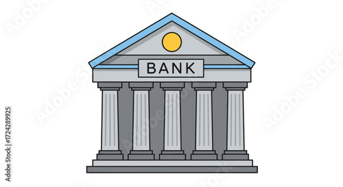 Vector illustration of a classic bank building, perfect for financial websites, presentations, or educational materials.  The PNG file is easily integrated into your projects, offering a clean and