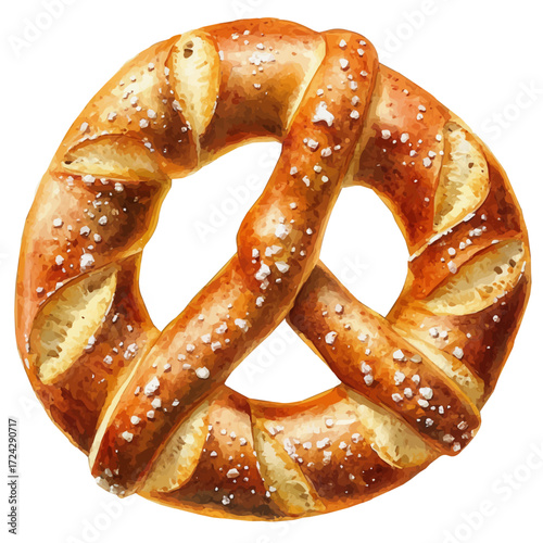 German Pretzel Tasting, watercolor clipart vector, isolated on a white background.