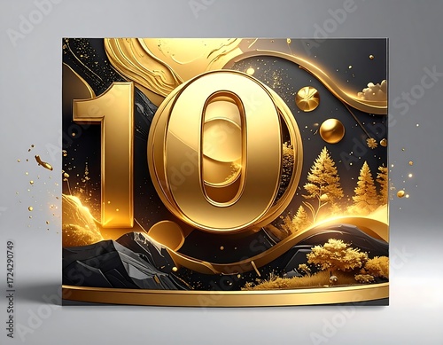 Gold 10 anniversary celebration graphic