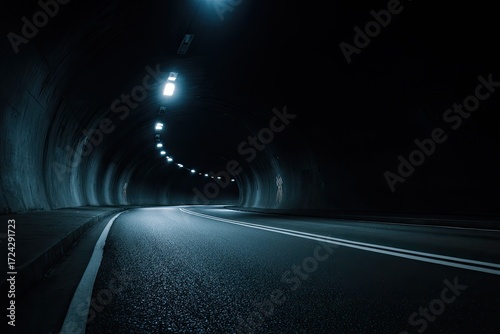 Dark tunnel roadway