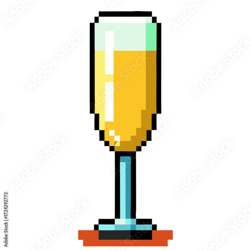 Celebrate with Pixel Art Champagne Glass, a nostalgic modern design for party themes and vintage video game promotions