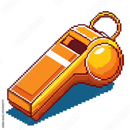 Retro pixel art whistle for sports, coaching, or refereeing in 8-bit style - a nostalgic game design asset