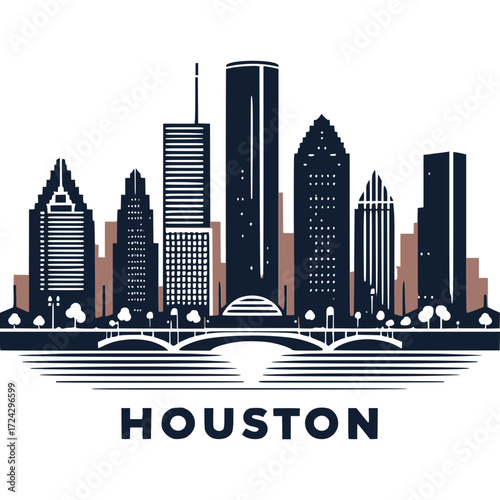 Houston Skyline Icon Vector