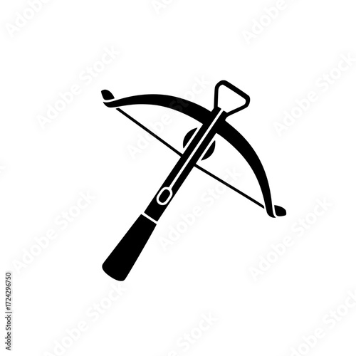 crossbow with string and arrow isolated on white background for hunting, sport, and medieval design.