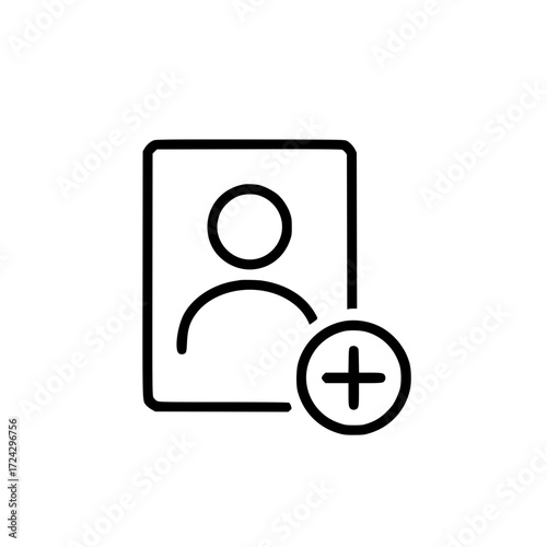 user profile with plus sign symbolizing account creation, new member, or adding a contact.