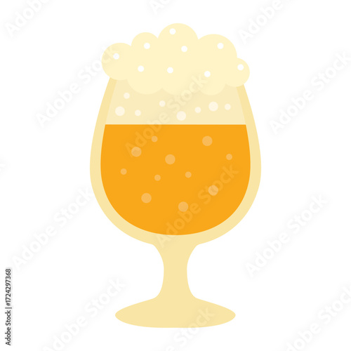 A glass of beer. Isolated white background. Flat style vector illustration