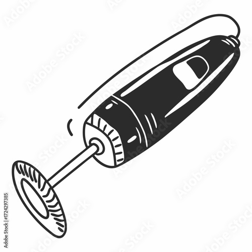 Electric milk frother in minimalist line art style  