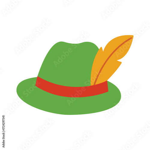 German hat. Isolated white background. Flat style vector illustration.