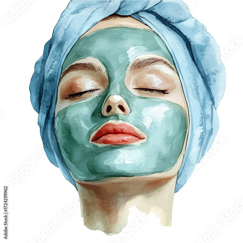 Face Mask, watercolor illustration vector, isolated on a white background.