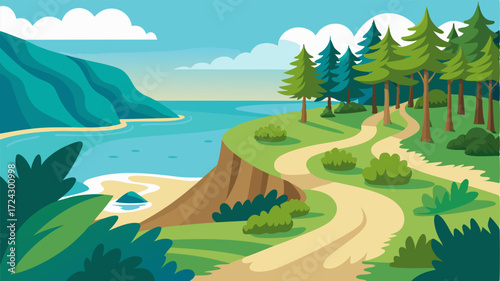 A winding path leads through the forest revealing hidden coves and tranquil beaches along the way.