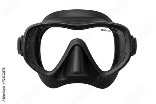 Black scuba diving mask with transparent background