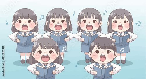Christmas vector 2025 cartoon choir singing together harmony performance group music education vocal ensemble school children concert