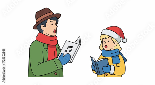 Christmas vector 2025 christmas carolers singing holiday songs vector illustration of festive season christmas time celebration