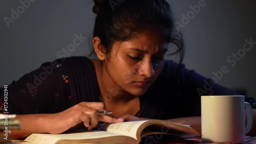 Student pulling an all-nighter the night before the exam