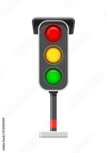 Red Yellow Green Traffic Signal Light Control Stop Go Safety Isolated on Transparent Background
