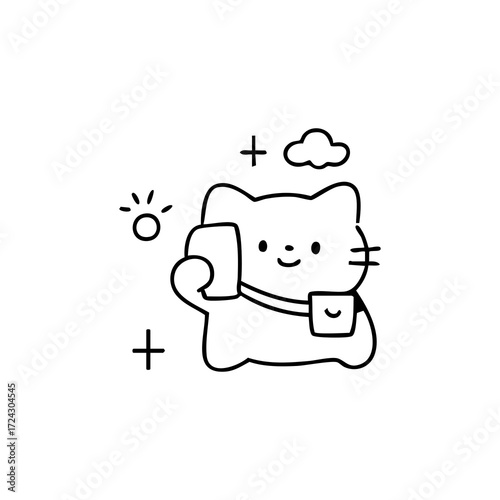 Blue outline drawing of a camera