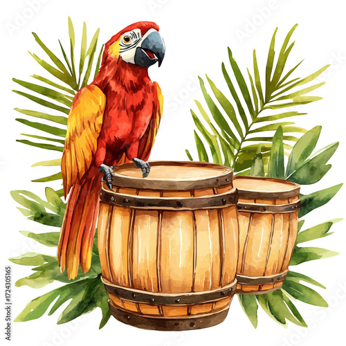 English Carnival Rhythm, watercolor vector, isolated on a white background.