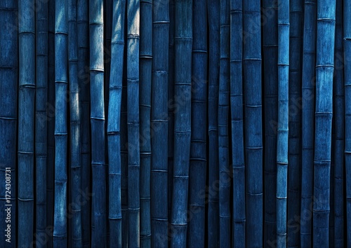 Wallpaper Mural Close-up of a dark blue bamboo wall Torontodigital.ca