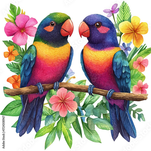 watercolor vector of Colombian Tropical Joy, isolated on a white background.
