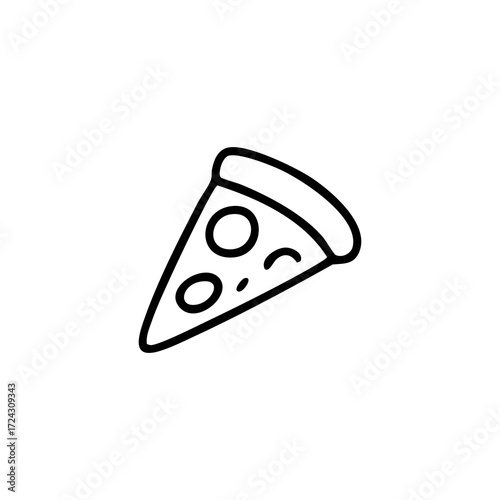 Simple black line drawing of a pizza slice