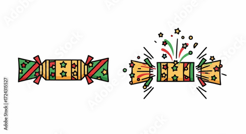 Christmas 2025 celebrate christmas and new year with fun christmas crackers vector graphic illustration for party favors and gifts vector