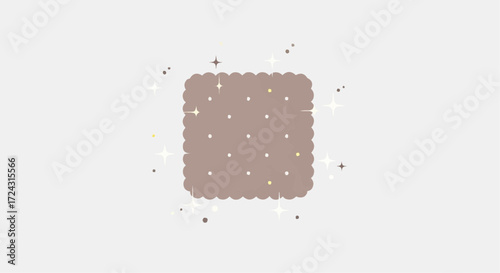 Christmas 2025 square biscuit cracker snack food illustration with sparkles and crumbs for bakery product promotion use vector