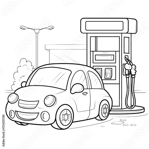 Gas station coloring page