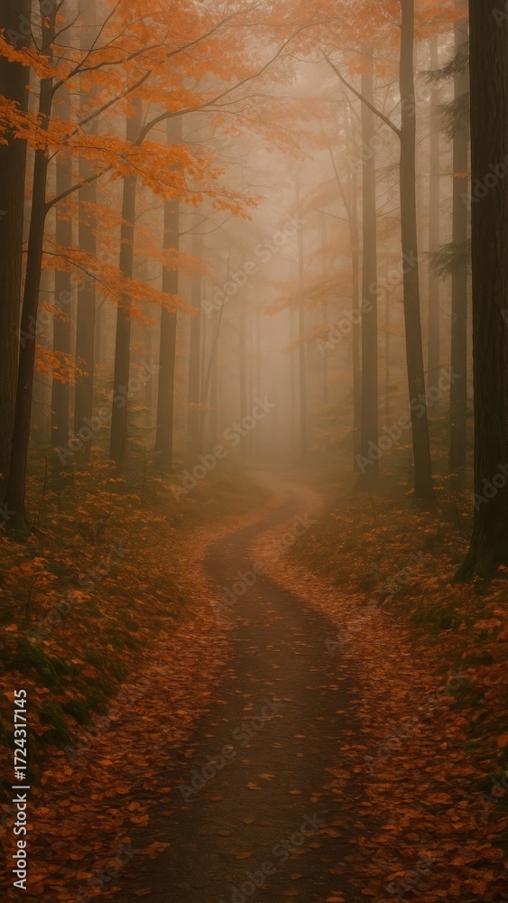 Fototapeta premium [hazy fall forest trail mobile wallpaper]