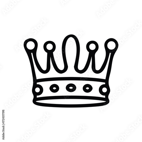 Black outlined symbol shows a regal crown with rounded elements and transparent background