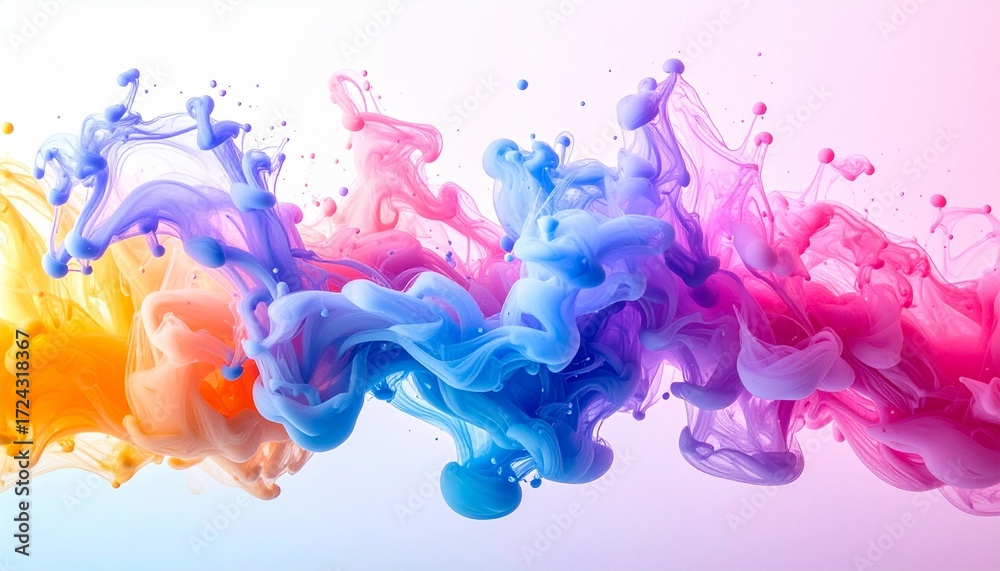 Fototapeta premium Dynamic Ink Flow on Pastel Gradient Background