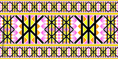 Seamless geometric abstract pattern with decorative elements for fabric wallpaper and design