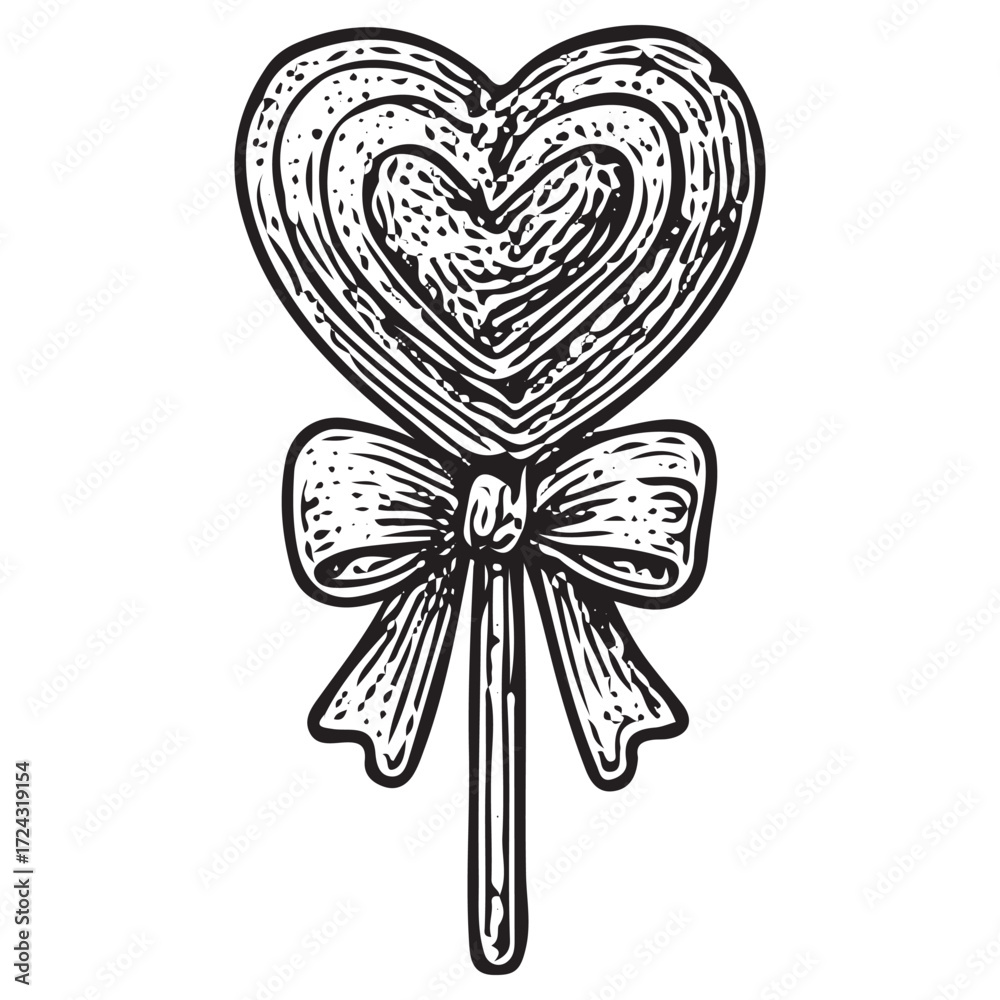 Fototapeta premium Halloween Heart Lollipop Line Art Vector Icon