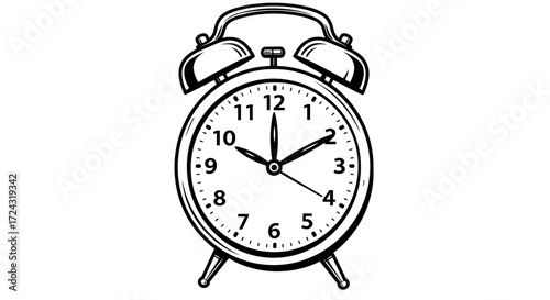 A classic alarm clock illustration in vector format, perfect for adding a touch of nostalgia and functionality to your design projects with its clear png.