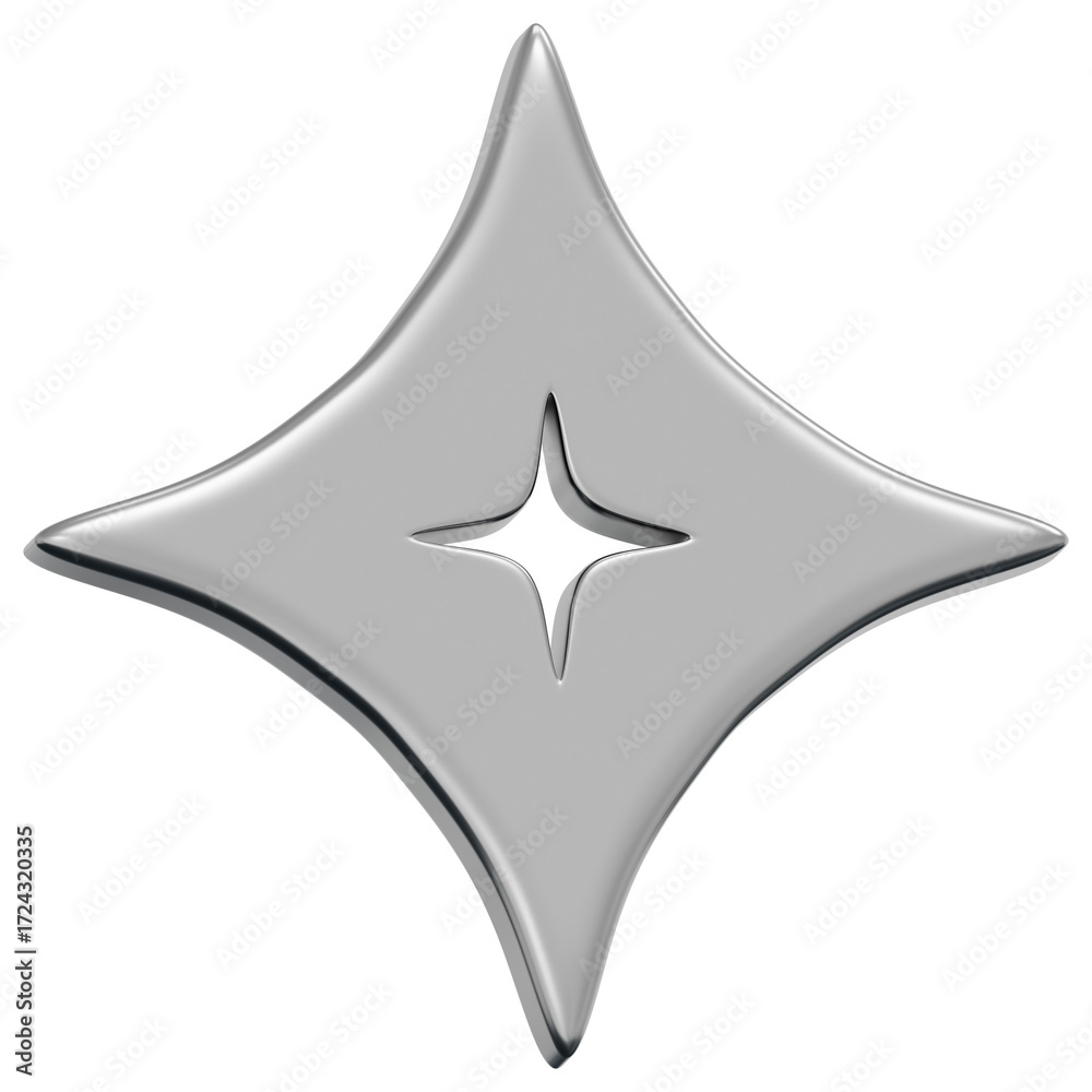 Obraz premium 3D Chrome Sparkle Star Icon