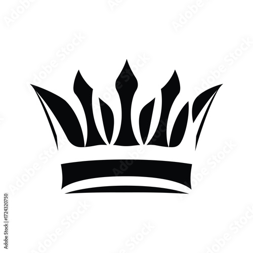 Majestic black crown exhibits regal artistry against a pure white background with a transparent layer