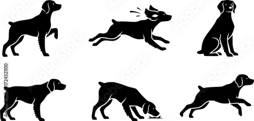 Brittany spaniel silhouette, Brittany dog clipart, Brittany dog, Dog silhouettes, Brittany dog icon.