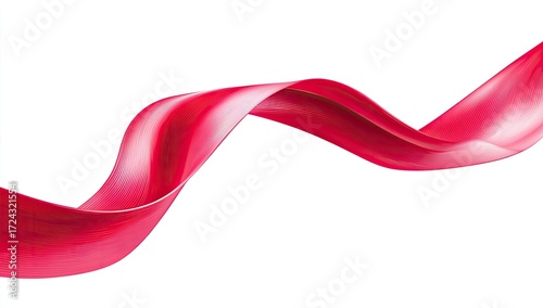 A vibrant red ribbon curves elegantly