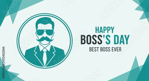 Happy Boss's Day greeting card with a stylish man illustration.