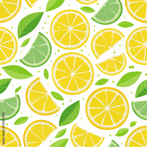 Vibrant Lemon and Lime Slices Seamless Pattern