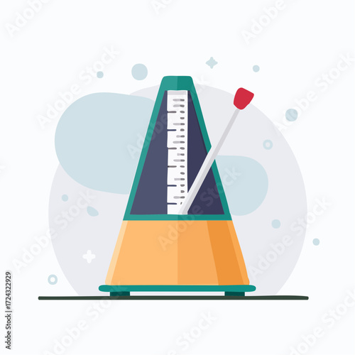 Metronome Illustration Teal and Orange Musical Tempo Tool