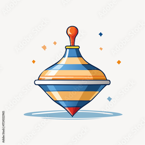 Spinning Top Toy Illustration Blue Orange Yellow