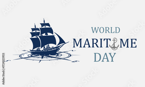 Vector Illustration of world maritime day. Symbol of Wheel. Abstract design and Background.