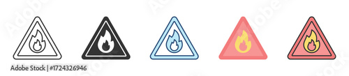 Flammable Icon Set Multiple Style Collection