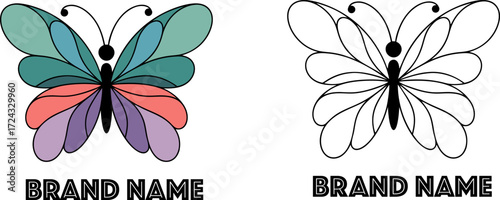 Stylish butterfly logo design with modern script text. Ideal for beauty salons, fashion brands, cosmetic companies, and boutique labels looking for a graceful brand identity.