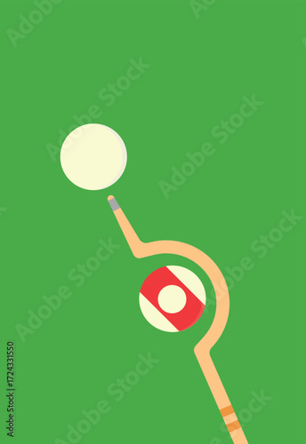 Illustration design billiard stick shot unique